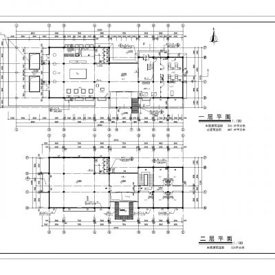 会所建筑平立剖施工图