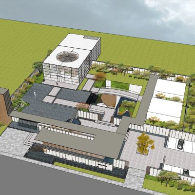 现代售楼处  展览馆 艺术馆 商业建筑 办公楼建筑 会所建筑SU模型