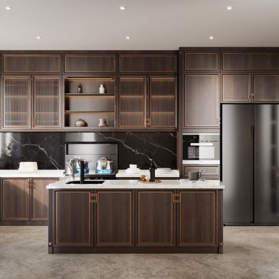 新中式厨房_橱柜设计_实木橱柜