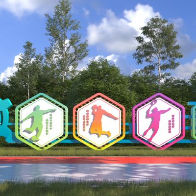 现代运动景观雕塑小品_运动人物雕塑3D模型