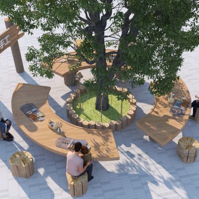 现代景观座椅3D模型