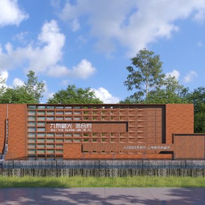 现代工业镂空耐候绣板景墙围墙3D模型