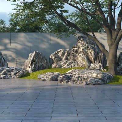 现代假山石头3D模型