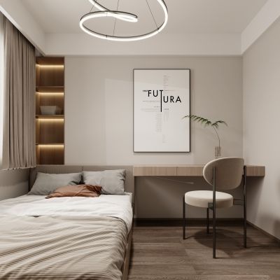 现代卧室，榻榻米
