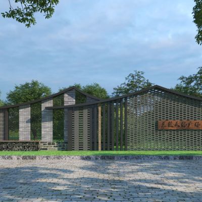 新中式乡村文化景墙3D模型