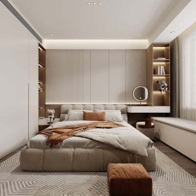 现代卧室，卧室