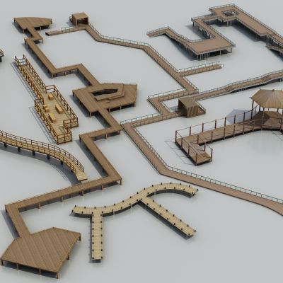 现代木栈道 稻田栈道 木栈桥 乡村水稻栈道 景观木桥 眺望塔 亲水平台