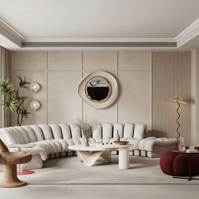 法式奶油风复式客餐厅