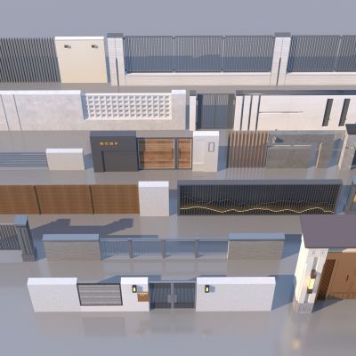 现代庭院围墙3D模型