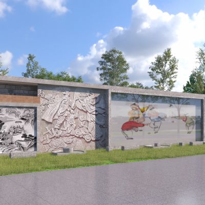 新中式文化景墙3D模型