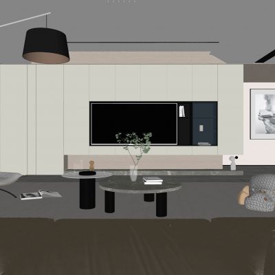 现代客厅 奶油风客厅 沙发组合 茶几组合 饰品摆件 背景墙柜