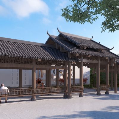 中式连廊3D模型