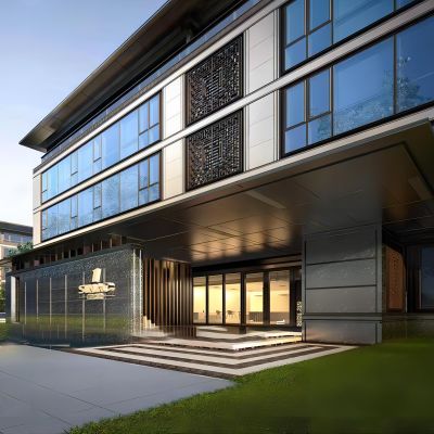 现代小区住宅入户门头