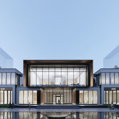 现代售楼处建筑 商业建筑SU模型