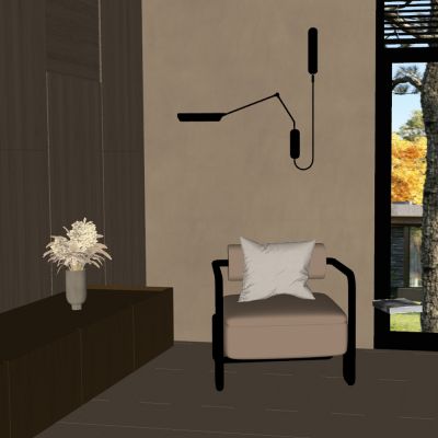 现代客厅 单人沙发边几 壁灯