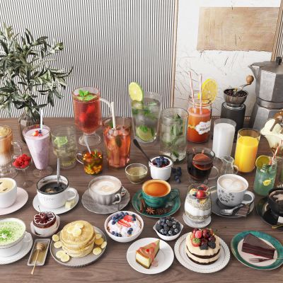 现代果汁咖啡西点饮品组合