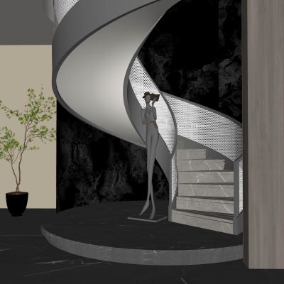 现代楼梯间  旋转楼梯