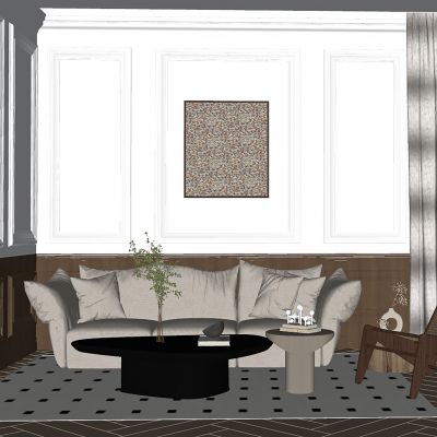 法式中古风客厅，沙发茶几组合