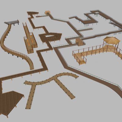 现代木栈道 稻田栈道 木栈桥 乡村水稻栈道 景观木桥 眺望塔 亲水平台