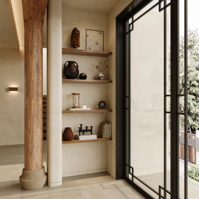 侘寂风开放装饰柜，摆件