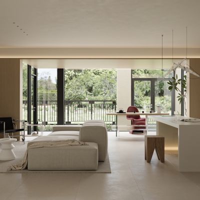 现代极简奶油风客厅