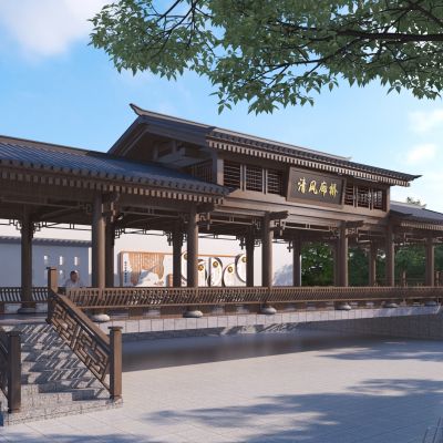 中式长廊3D模型