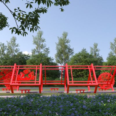 中式剪纸艺术长廊3D模型