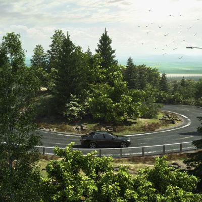 现代森林盘山公路