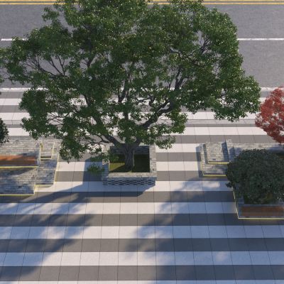 中式广场景观座椅3D模型