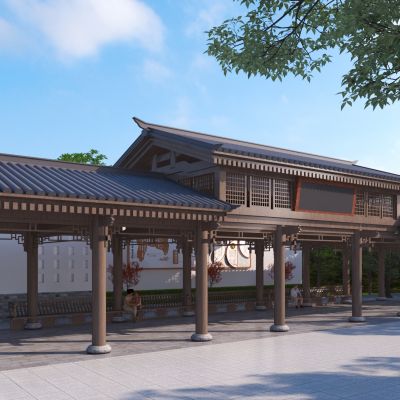 中式长廊3D模型