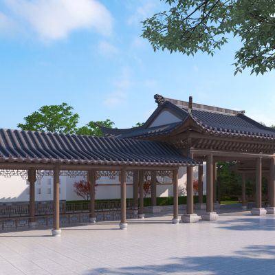 中式长廊3D模型