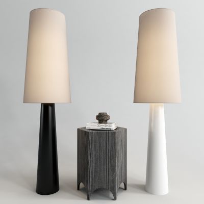 现代落地灯 实木茶几