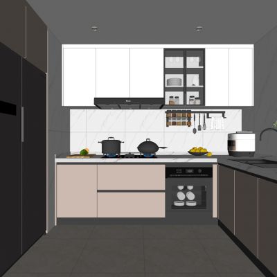 现代 封闭式厨房