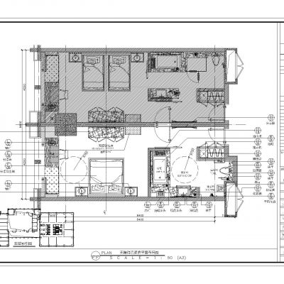 品牌酒店无障碍连通房施工图及材料表