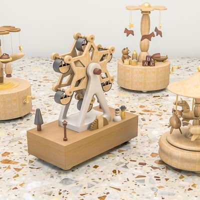 现代美陈摆件潮玩木质八音盒模型