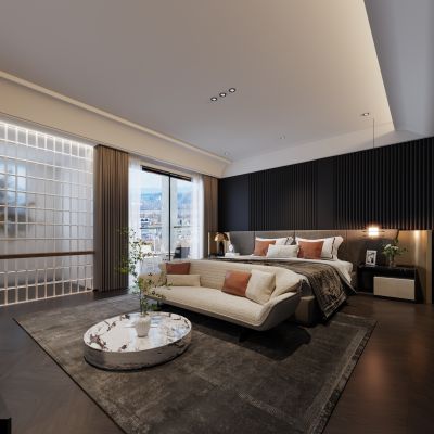 现代黑白灰主卧室