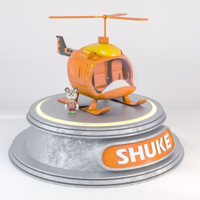现代美陈摆件潮玩苏克贝塔直升机模型