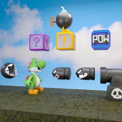 现代美陈摆件潮玩超级马里奥模型