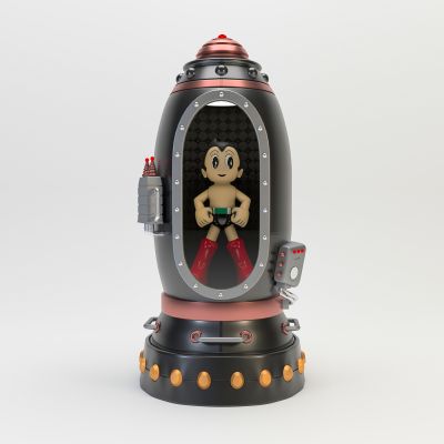 现代美陈摆件潮玩阿童木太空舱模型