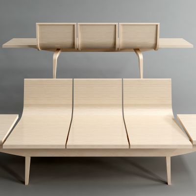 现代木质公共椅