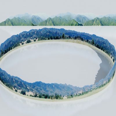 环形树木背景 远山 远景 配景