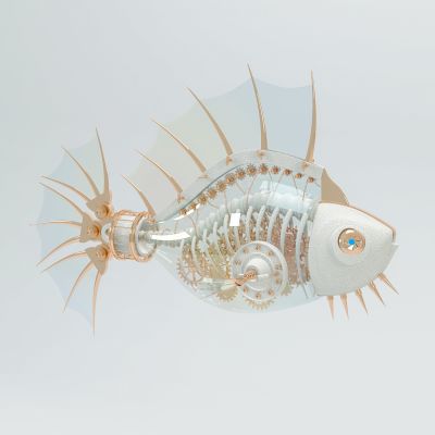 现代美陈摆件潮玩机械鱼模型