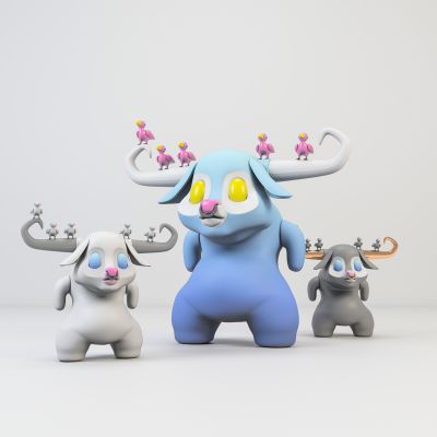 现代美陈摆件潮玩牛模型