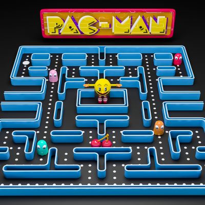 现代美陈摆件潮玩吃豆人模型