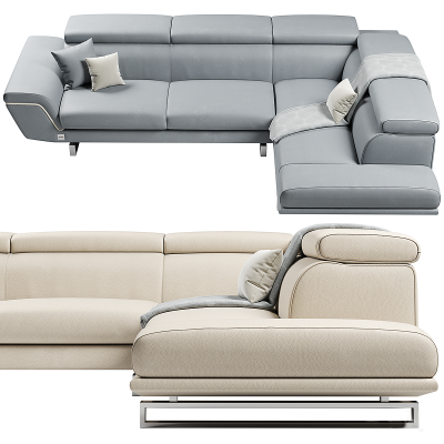现代皮革多人沙发