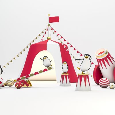 现代美陈摆件潮玩马达加斯加企鹅模型