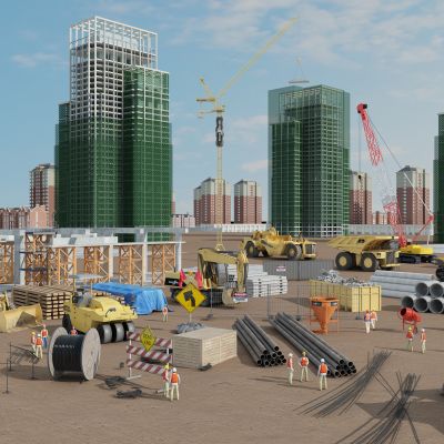 工程车 施工工地 挖掘机 推土车 搅拌车 泥土车 破碎机 吊车 打桩机 大车