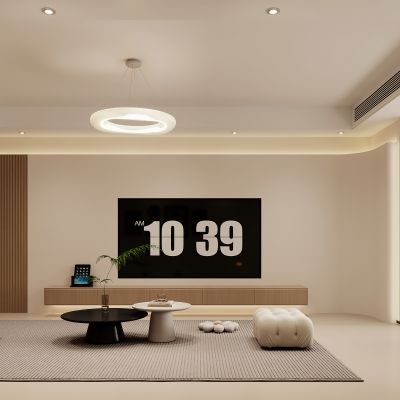 现代客厅，客厅，沙发，背景墙