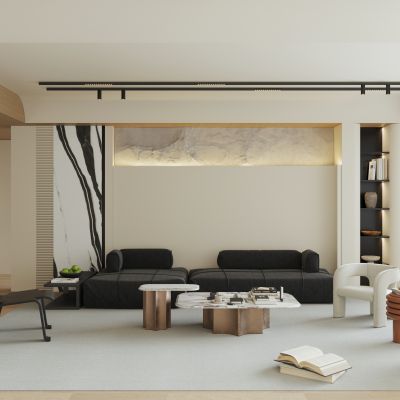 现代侘寂奶油风客厅