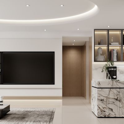 现代客餐厅，奶油风客餐厅，客餐厅